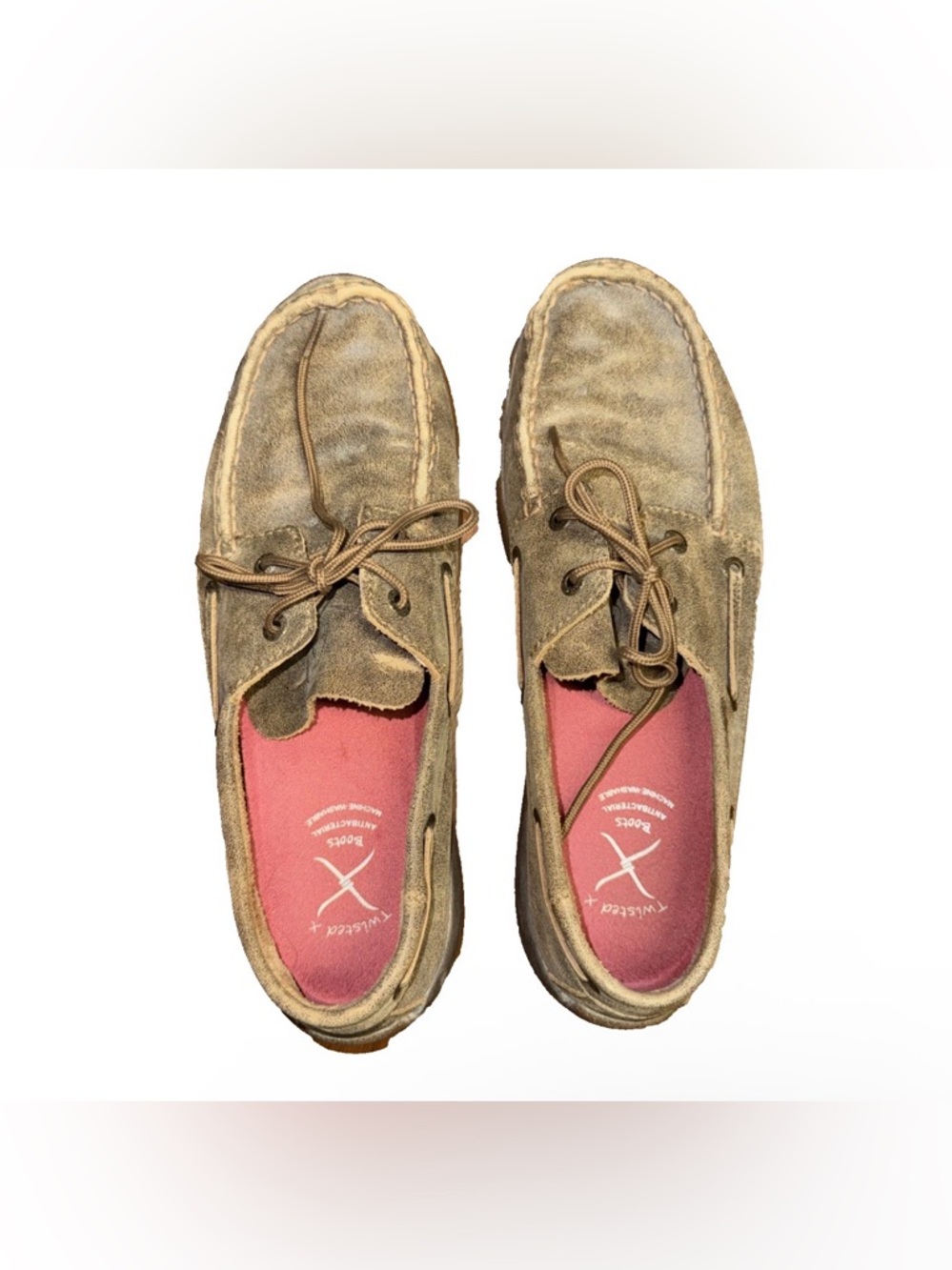 Twisted X Womens Driving Mocs Brown Leather Boat Shoes WDM0003 Western Size 9.5M